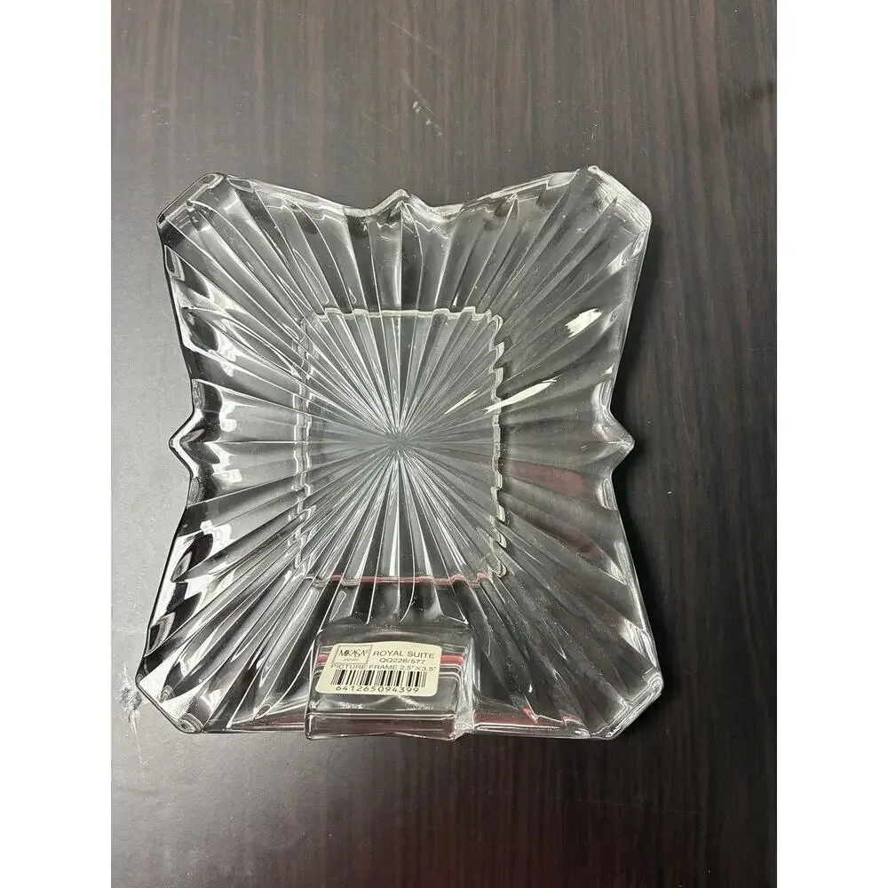 Vintage Mikasa Crystal Picture Frames 2.5 X 3.5” Photo Starburst & Wavy